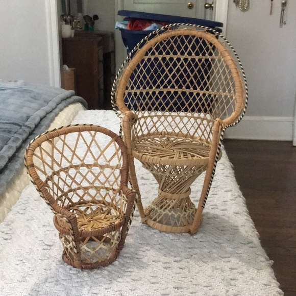 Vintage Other - Vintage Rattan Plant Chair/Holder